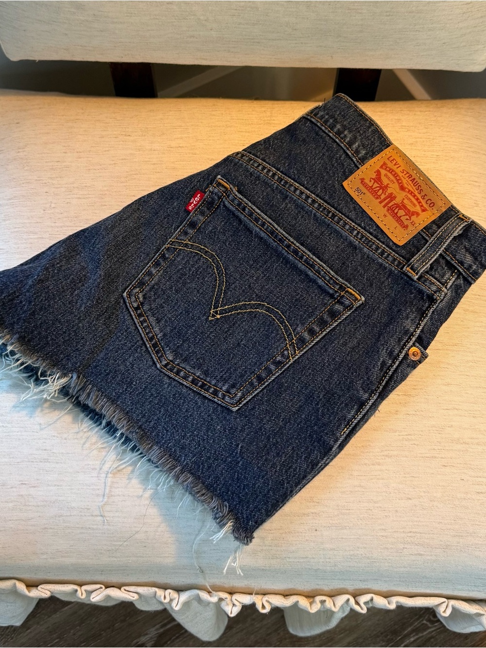 Levi's 501 brand new -Dark Denim Jean cutoff shorts with Stitching Detail